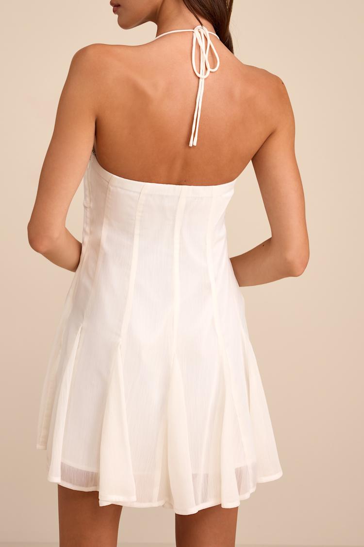 White Mini Dress - Chiffon Mini Dress - Halter Mini Dress - LWD - Lulus White Mini Dress - Chiffon Mini Dress - Halter Mini Dress - LWD - Lulus