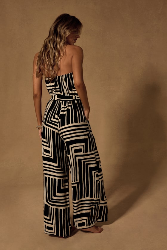 Lanora Black Abstract Print Wide-Leg Jumpsuit - thumbnail 3