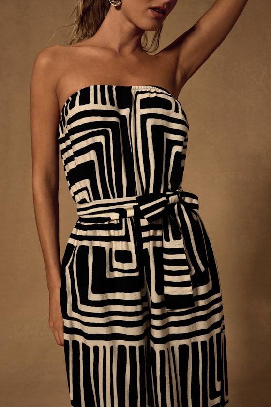 Lanora Black Abstract Print Wide-Leg Jumpsuit - thumbnail 5