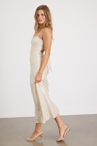 Frana Beige Tie-Back Slip Midi Dress 3