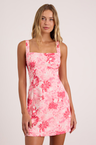 Exuberant Chicness Light Pink Floral Sleeveless Mini Dress 1