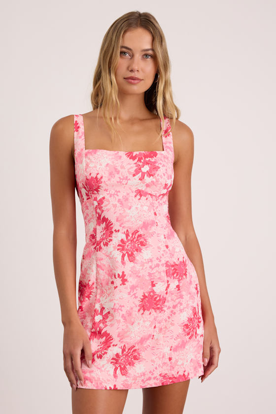 Exuberant Chicness Light Pink Floral Sleeveless Mini Dress 1
