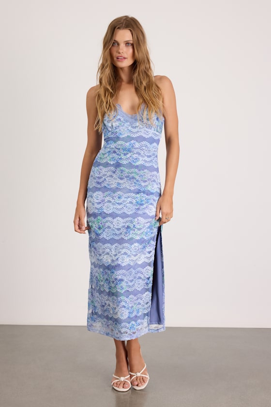 Brienne Periwinkle Lace Midi Dress 2