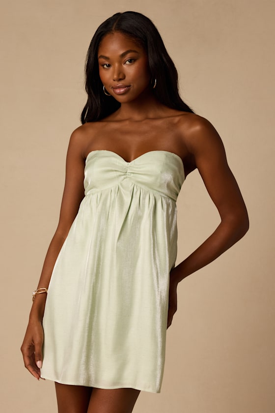 Light Mint Mini Dress - Tie-Back Mini Dress - Strapless Dress - Lulus