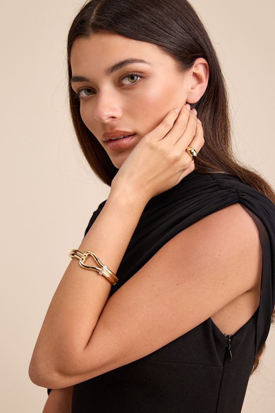 Valen Gold Knotted Hinged Bangle Bracelet 1