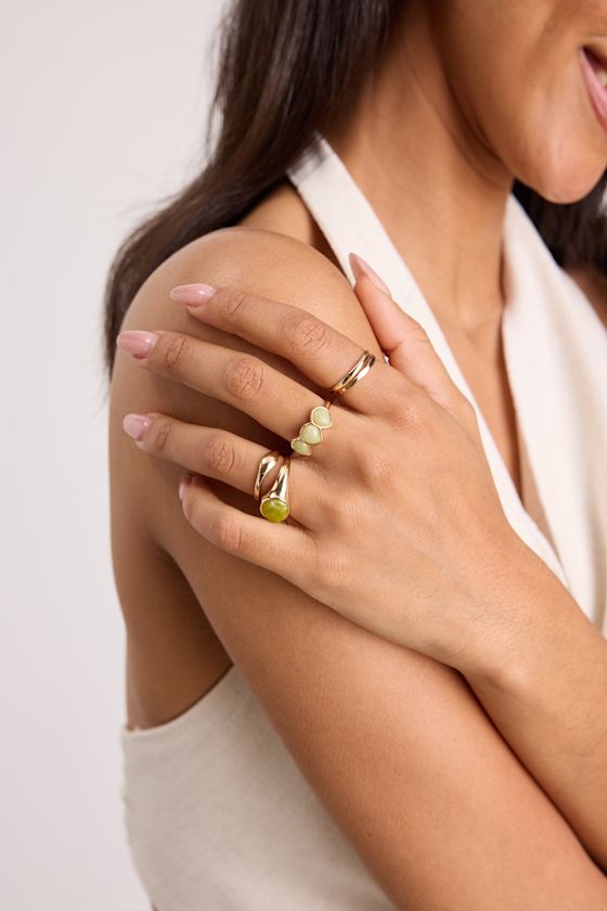 Shanae Gold Stone Five-Piece Ring Set - thumbnail 3