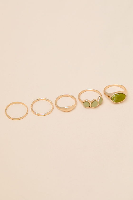 Shanae Gold Stone Five-Piece Ring Set - thumbnail 4