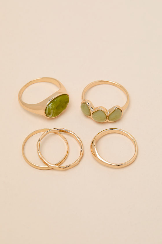 Shanae Gold Stone Five-Piece Ring Set - thumbnail 5