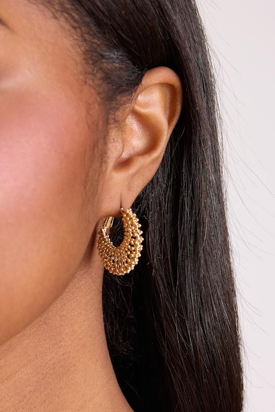 Opulent Gold Beaded Hoop Earrings - thumbnail 4