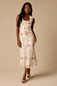 Etta Ivory Floral Ruffled Halter Midi Dress 2