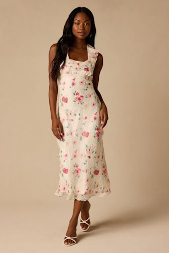 Etta Ivory Floral Ruffled Halter Midi Dress 2