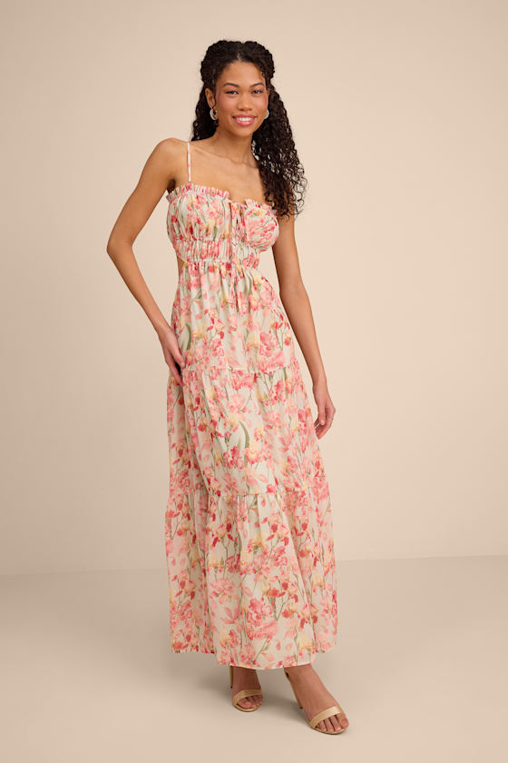 Image of Keiko Sage Multi Floral Tiered Maxi Dress