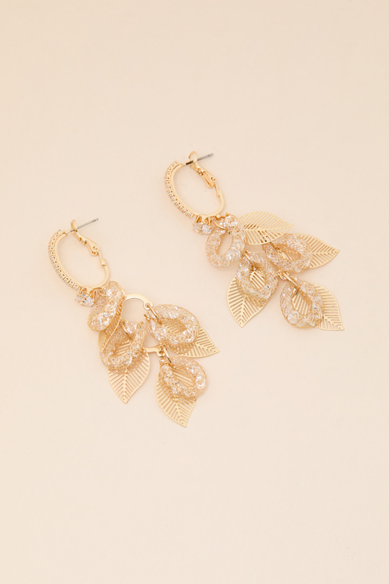 Ellies Gold Leaf Statement Earrings - thumbnail 4