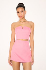 Beata Pink Strapless Two-Piece Skort Romper 1