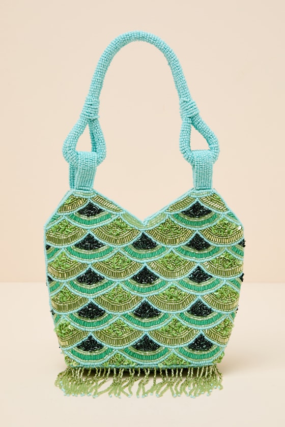 Sonia Green Multi Beaded Fringe Handbag 1