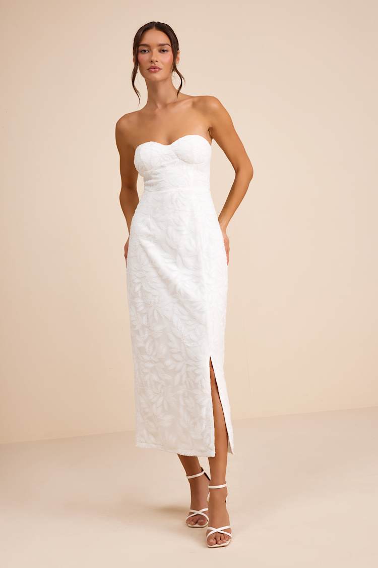 beaded white dress midi Melisande white embellished midi dress main image 1