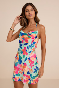 9D1677: BLUE/GREEN/PINK MULTI FLORAL 1