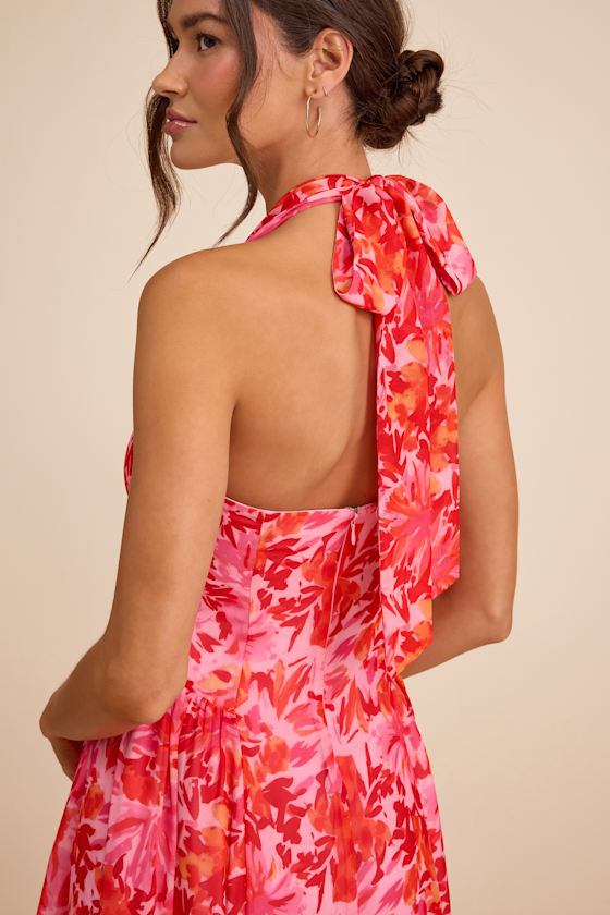 Conway Pink Floral Halter Midi Dress - thumbnail 5
