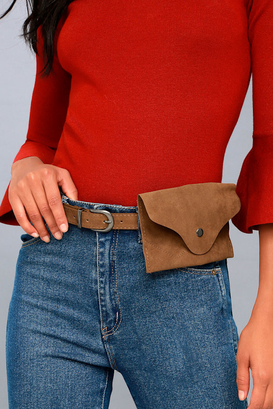Cool Tan Faux Suede Belt Bag Bag Belt Fanny Pack Lulus