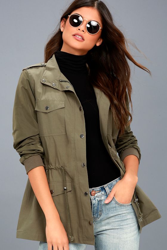 Olive Green Jacket Anorak Jacket Military Jacket Parka Lulus