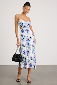 Janetta White Multi Floral Cutout Midi Dress 1