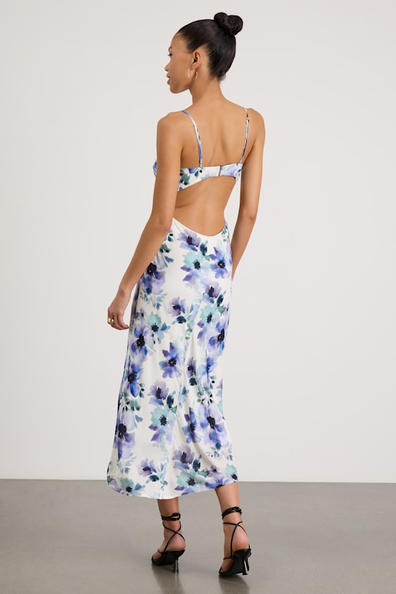 Janetta White Multi Floral Cutout Midi Dress - thumbnail 3