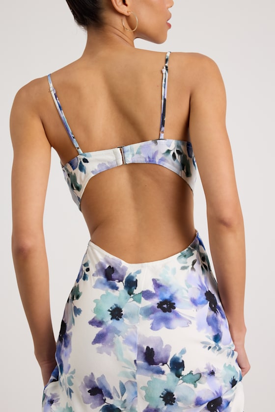 Janetta White Multi Floral Cutout Midi Dress - thumbnail 5