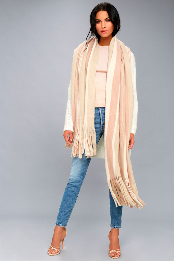 Kolby Blush Pink Striped Scarf 3
