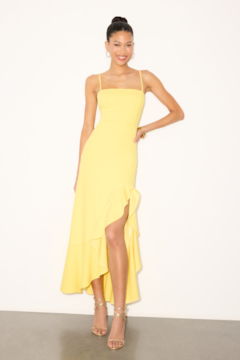 Iveta Light Yellow Cutout Ruffled Sleeveless Midi Dress 2