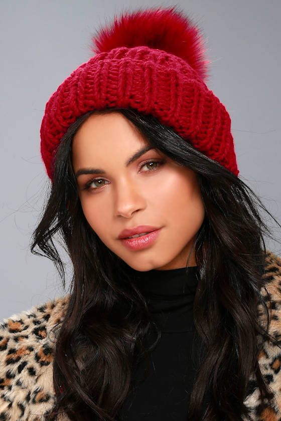 Red Pom Pom Beanie - Lulus