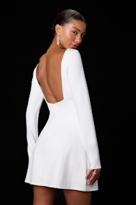 Aldith White Ponte Knit Long Sleeve Mini Dress 1