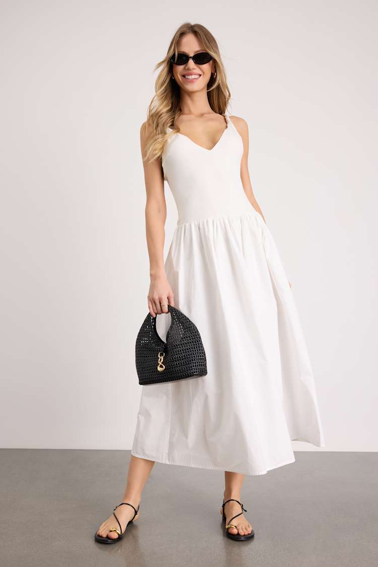 knee length dresses for ladies Delilah Twist Midi Dress-Navy main image 1