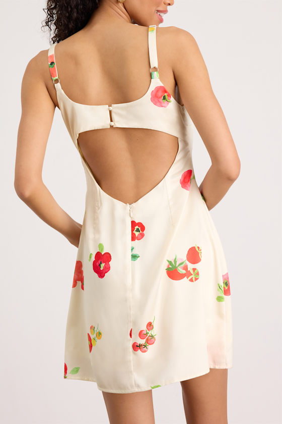 Malandra Cream Multi Print Satin Mini Dress 7