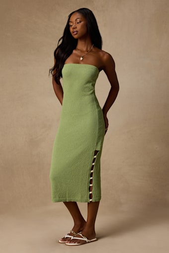 Brodi Light Green Strapless Shell Sweater Midi Dress 2