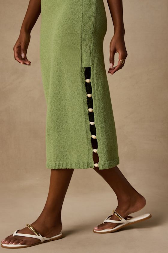 Brodi Light Green Strapless Shell Sweater Midi Dress 3