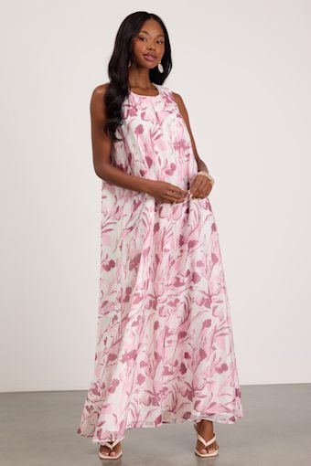 Harmen Ivory Floral Shift Maxi Dress 1