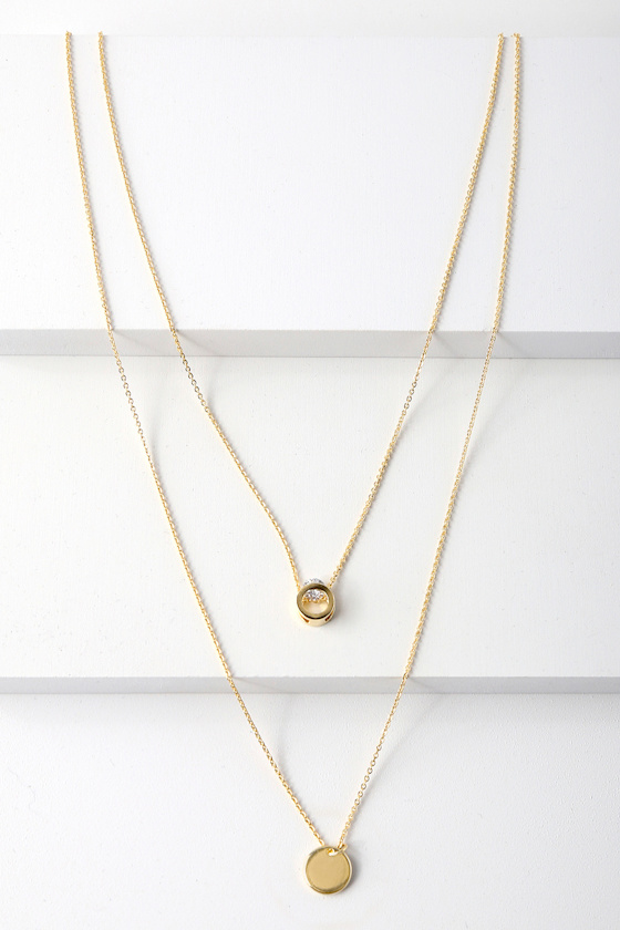 Julian Gold Rhinestone Layered Necklace 2