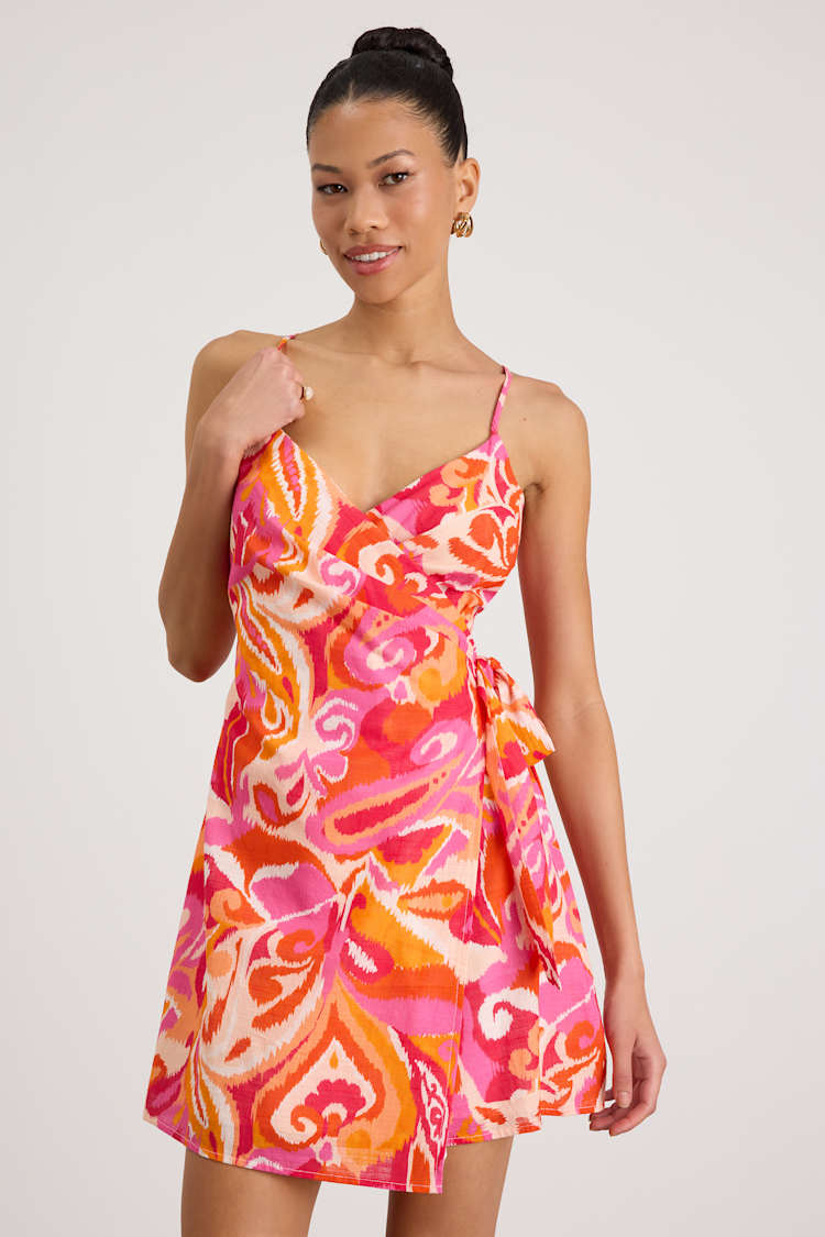 knee length dresses for ladies Rosalyn Abstract Draped Mini Dress – VICI main image 0