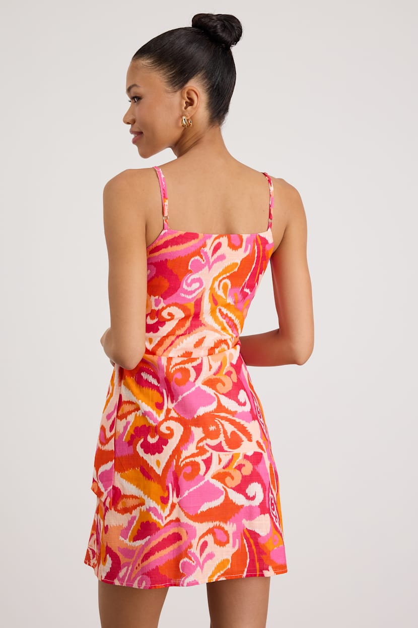 Pink Multi Abstract Dress - Mini Wrap Dress - Surplice Mini Dress - Lulus Pink Multi Abstract Dress - Mini Wrap Dress - Surplice Mini Dress - Lulus
