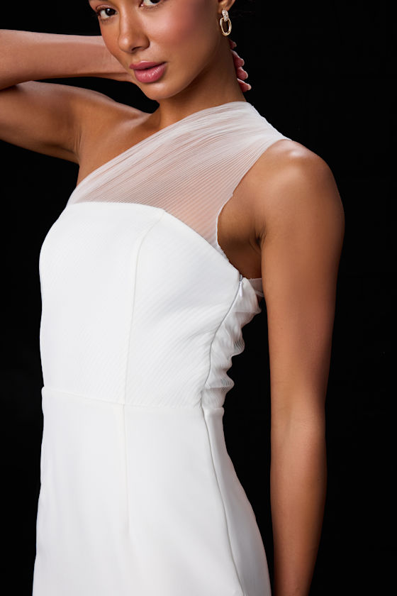 Brayla White One-Shoulder Bodycon Mini Dress - thumbnail 4