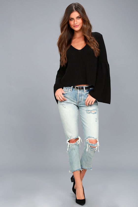 Damsel Black Bell Sleeve Knit Sweater 2