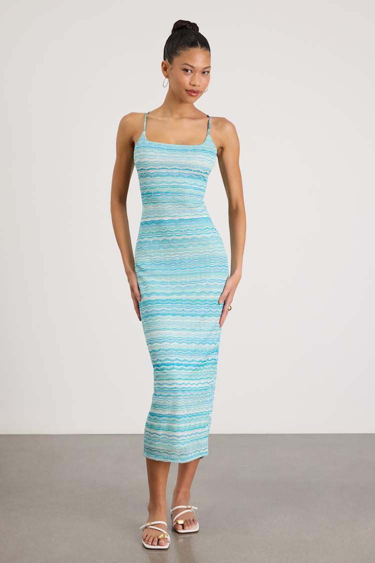 zimmermann illuminate striped knitted midi dress Zimmermann Daylight Twist Halter Knit Midi Dress main image 1