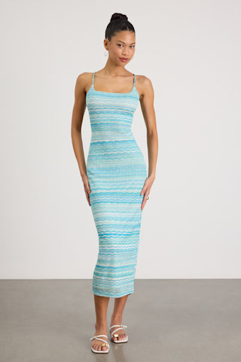 Alanza Turquoise Multi Tie-Back Sweater Midi Dress 2