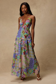 Monica Multi Print Tie-Front Maxi Dress 2