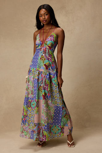 Monica Multi Print Tie-Front Maxi Dress 2