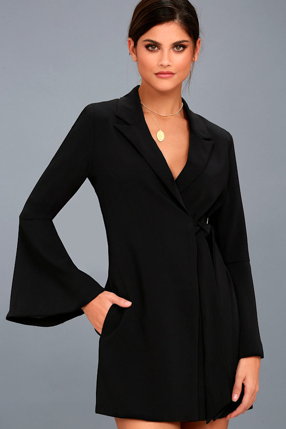Executive Move Black Long Sleeve Blazer Dress 1