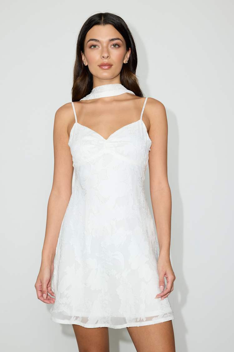 knee length dresses for ladies Dani Mini Dress ~ White Daisy Burnout – Show Me Your Mumu main image 1