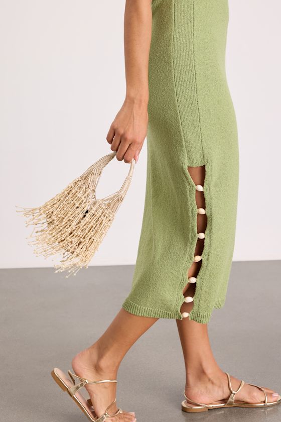 Amalla Beige Woven Beaded Fringe Handbag - thumbnail 2