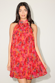 Anne Red Multi Floral Shift Mini Dress 1