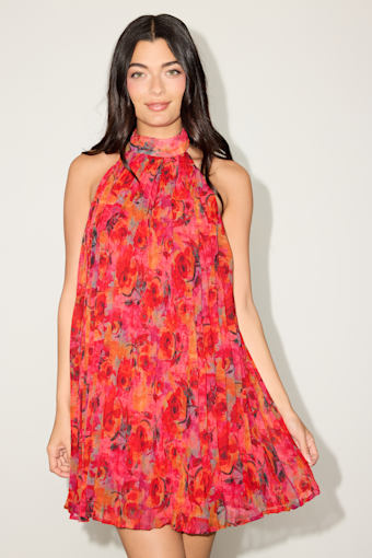 Anne Red Multi Floral Shift Mini Dress 1